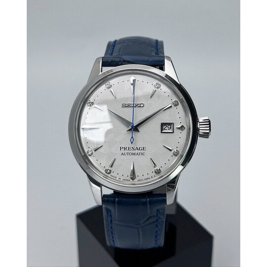 Custom Seiko Mod • White Diamond Sakura Silver Presage • 40.5mm